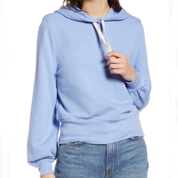 Madewell Bubble-Sleeve Hoodie Crop Sweatshirt - Picture 2 of 12